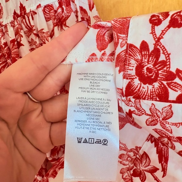 Anthropologie Somerset Red White Floral Toile Cotton Tiered Maxi Dress XS - Picture 7 of 10